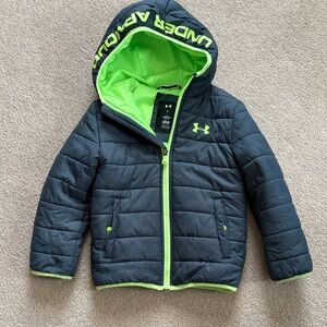 Under Armour Youth Quilted Jacket - Dark Gray and Neon Green